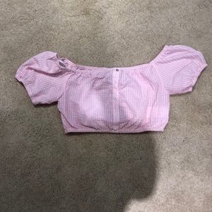 Mink pink gingham crop top.